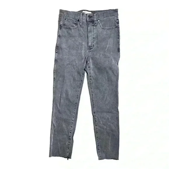 Madewell Stovepipe Jeans Womens Size 27 Gray Raw Hem Stretchy - Picture 1 of 7